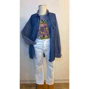 Unionbay Denim Shacket Corduroy Contrast Oversized Button Up Shirt L